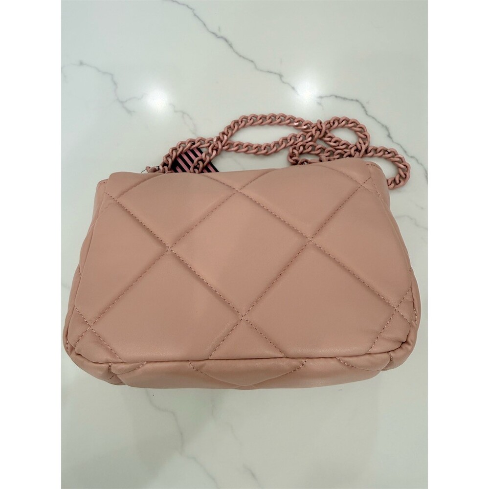 $159 Gilda Paris Small Quilted Shoulder Bag Blush Pink Chain Strap Logo cute - Picture 4 of 7